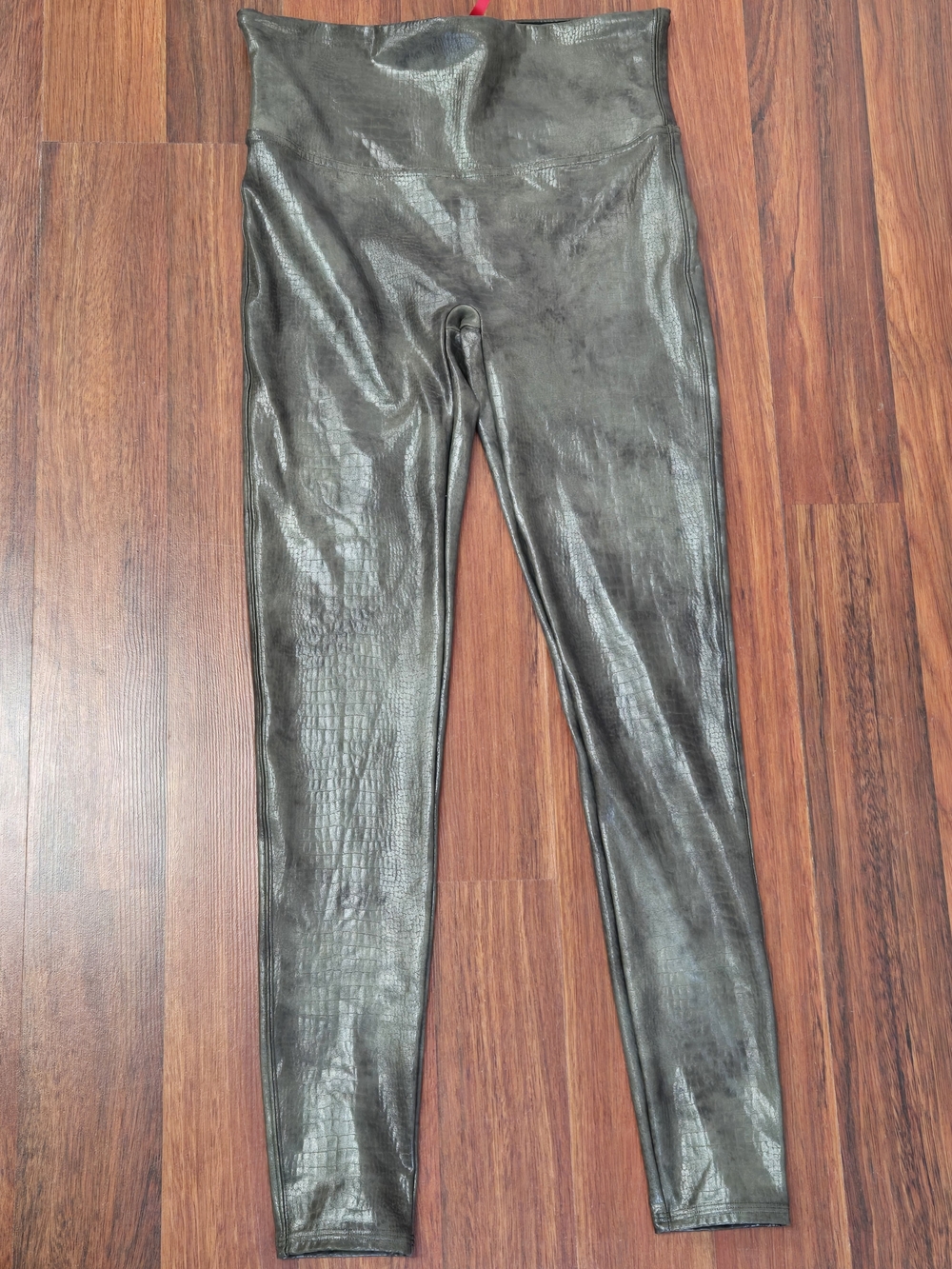 SPANX Metallic Black High-Rise Faux Leather Leggings